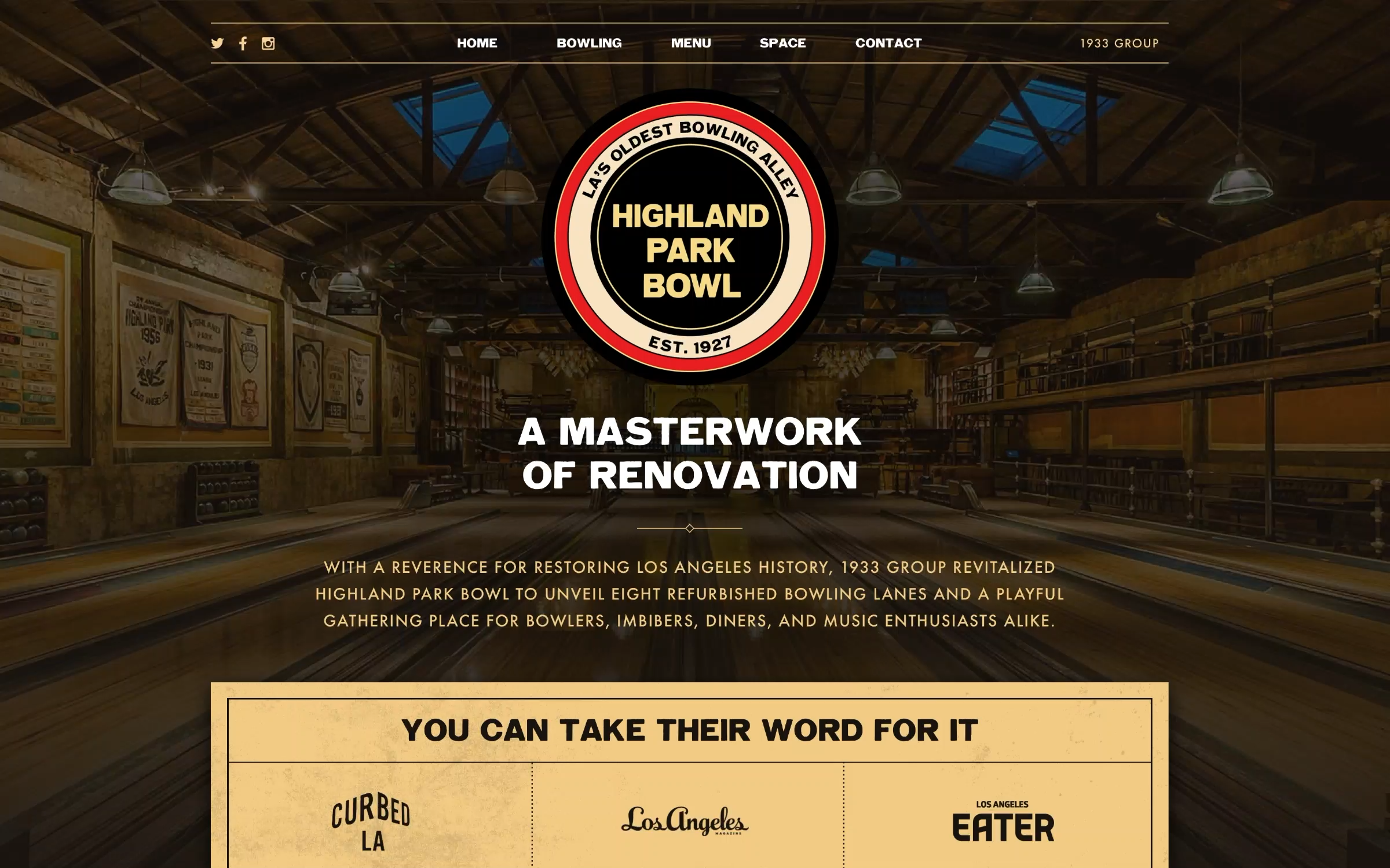A website for the historic bowling alley in Highland Park, Los Angeles.